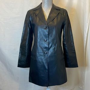 Thin leather dress coat